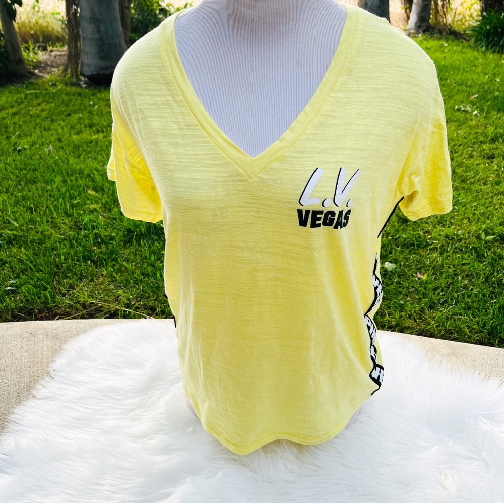 Pink Victoria’s Secret Yellow Las Vegas Tee Small